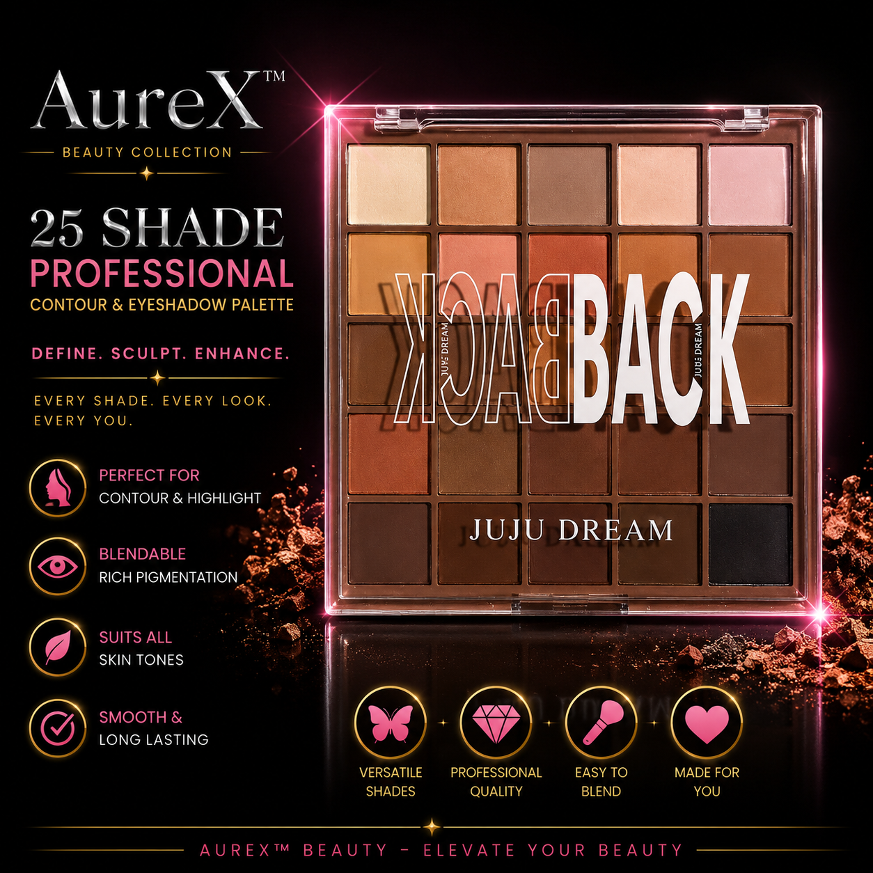 AureX™ Luxe 25-Color Eyeshadow Palette