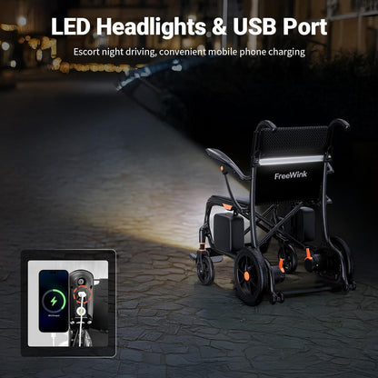 28 lbs Carbon Fiber Ultralight Foldable Electric Wheelchair – Dual Battery, 28-Mile Range