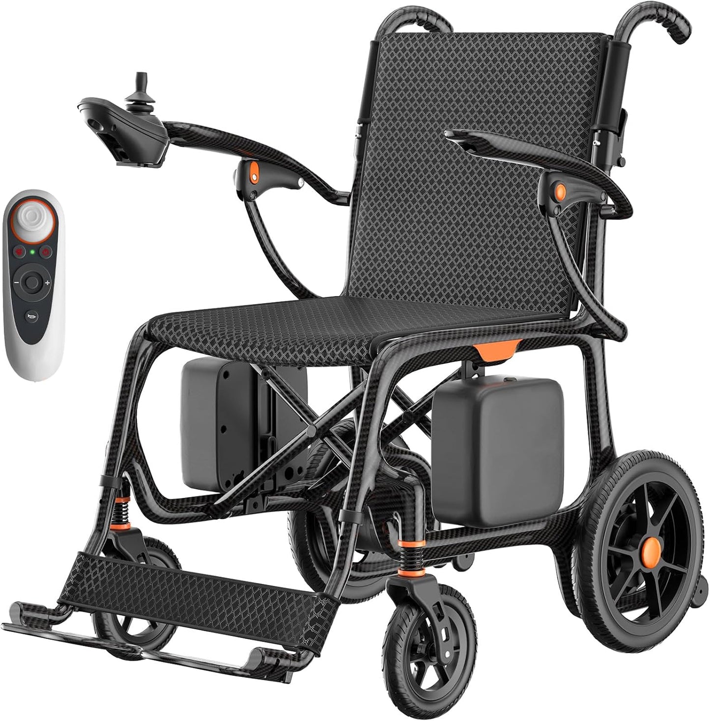 28 lbs Carbon Fiber Ultralight Foldable Electric Wheelchair – Dual Battery, 28-Mile Range
