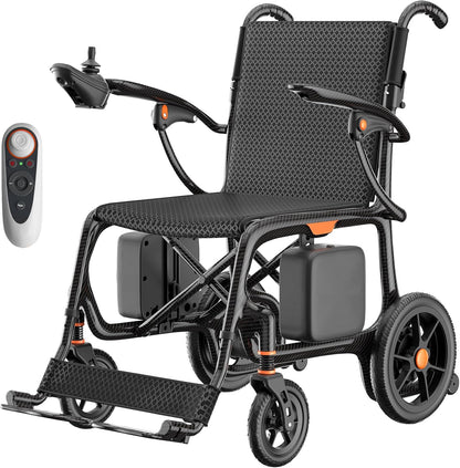 28 lbs Carbon Fiber Ultralight Foldable Electric Wheelchair – Dual Battery, 28-Mile Range