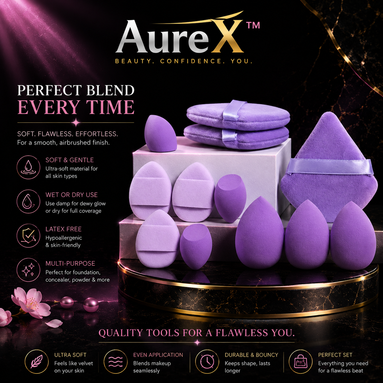 AureX™ 12-Piece Makeup Sponge Set