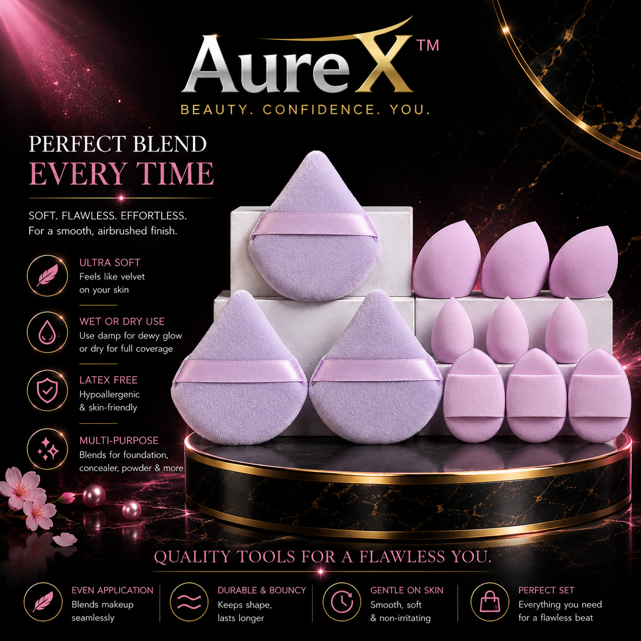 AureX™ 12-Piece Makeup Sponge Set