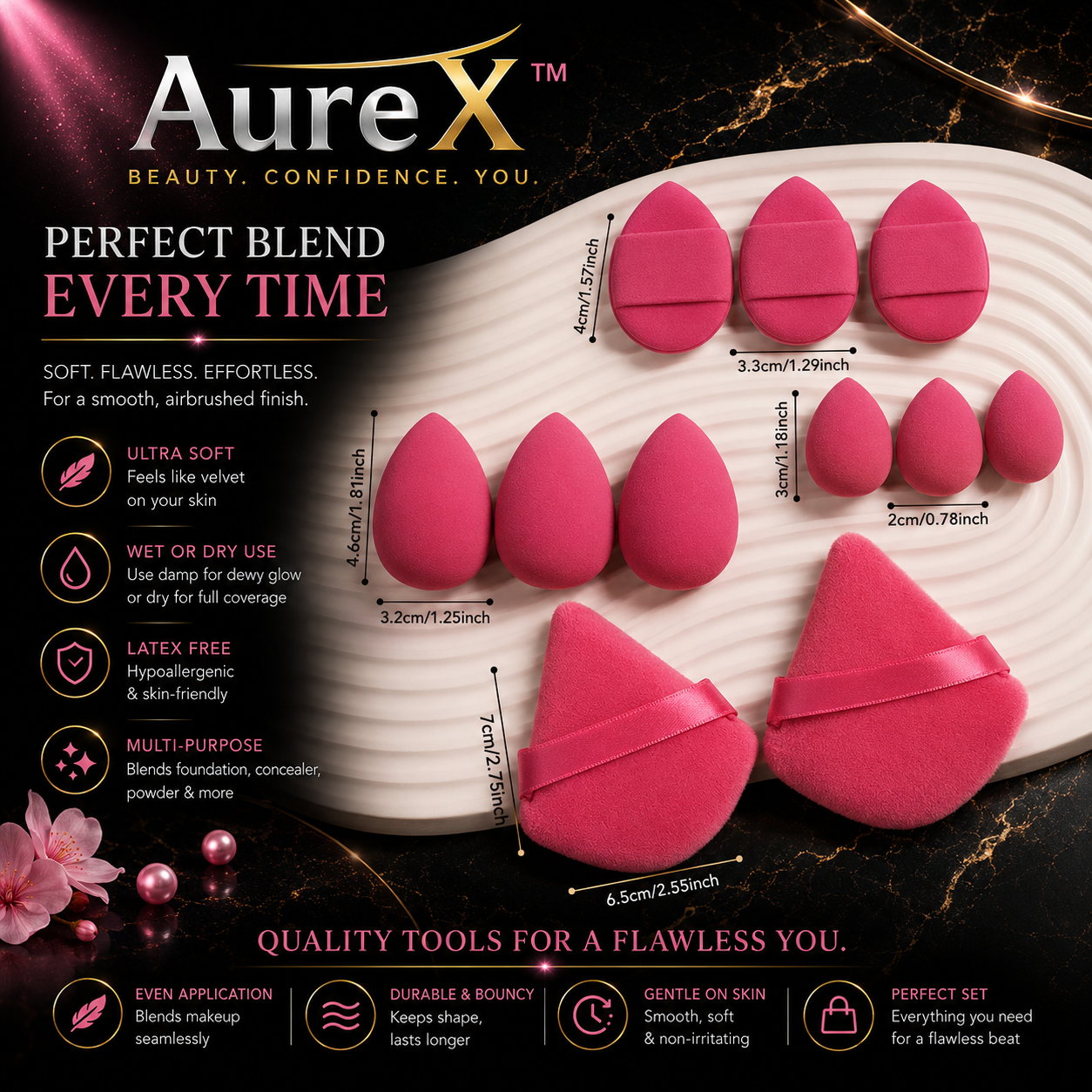 AureX™ 12-Piece Makeup Sponge Set