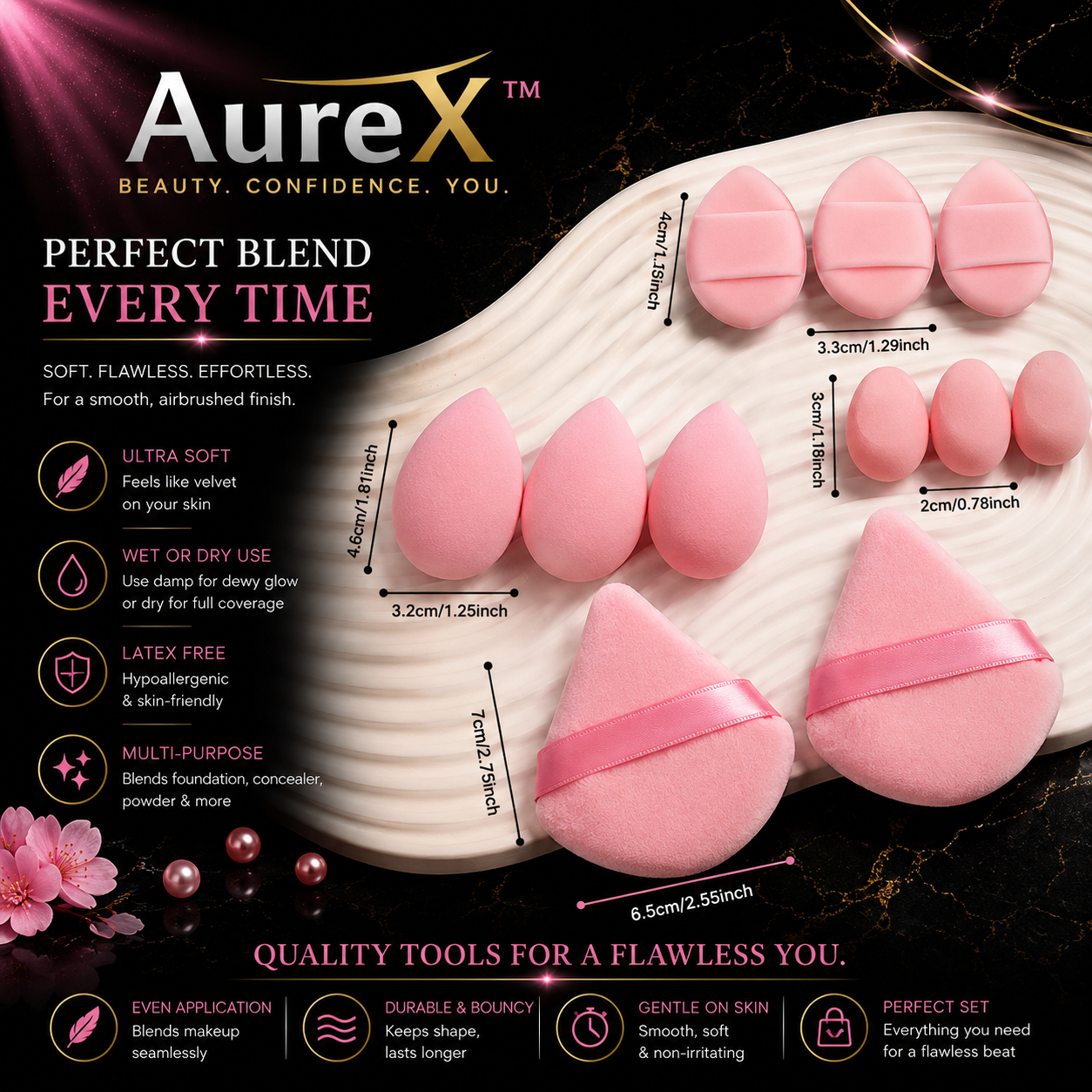 AureX™ 12-Piece Makeup Sponge Set