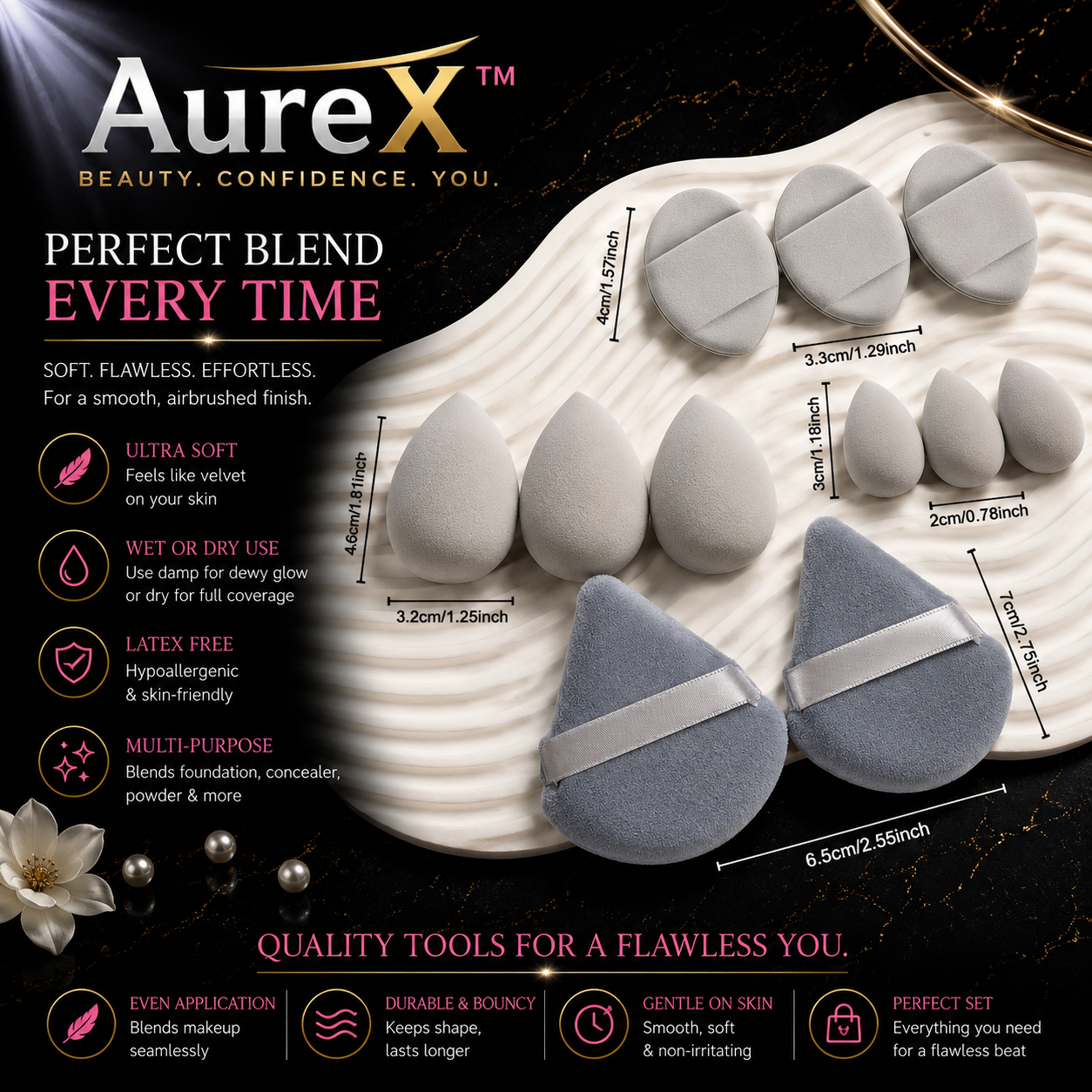 AureX™ 12-Piece Makeup Sponge Set