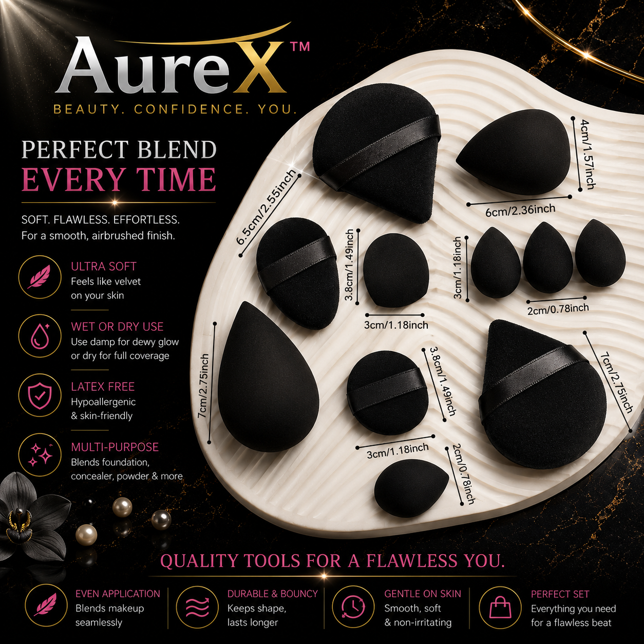 AureX™ 12-Piece Makeup Sponge Set