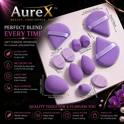 AureX™ 12-Piece Makeup Sponge Set