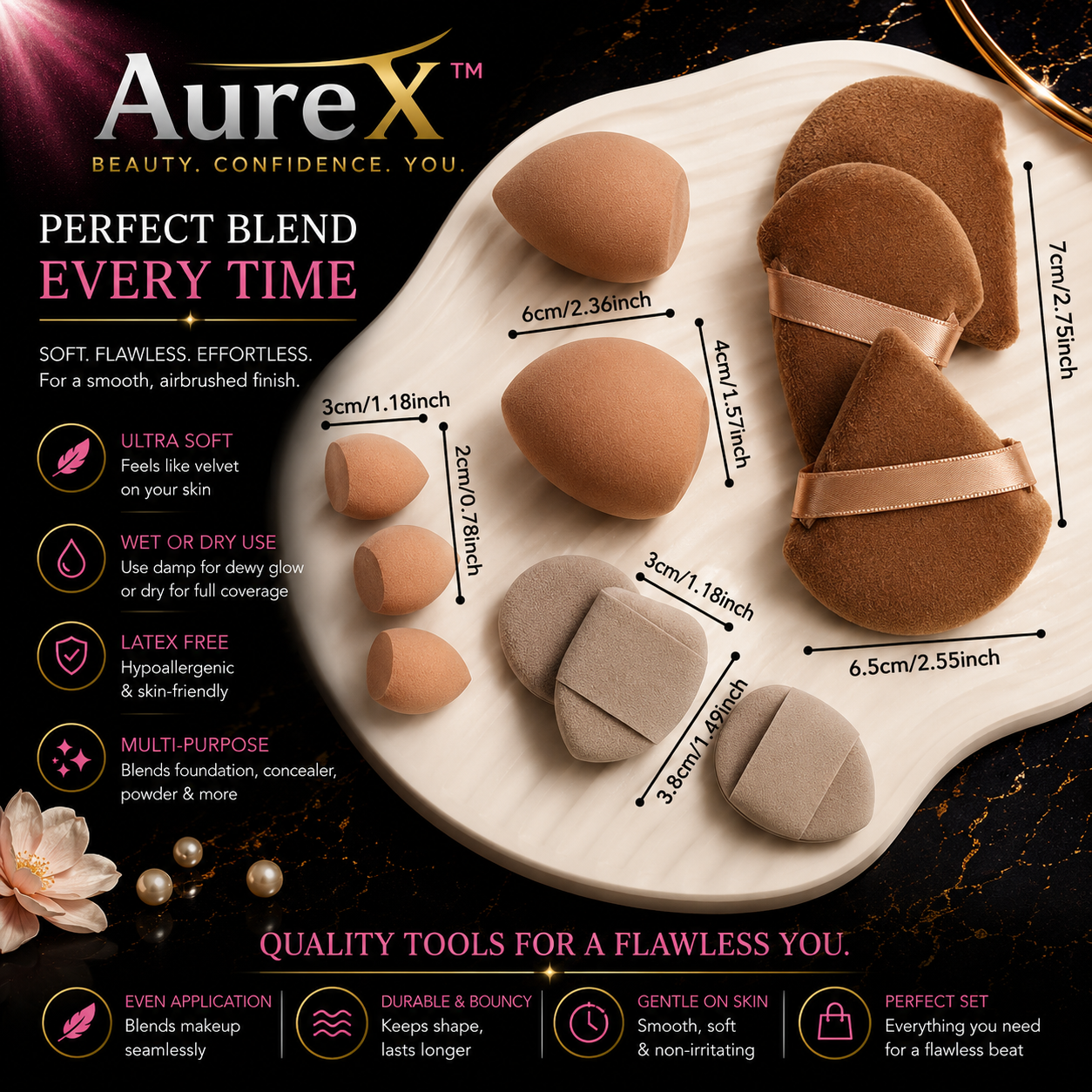 AureX™ 12-Piece Makeup Sponge Set