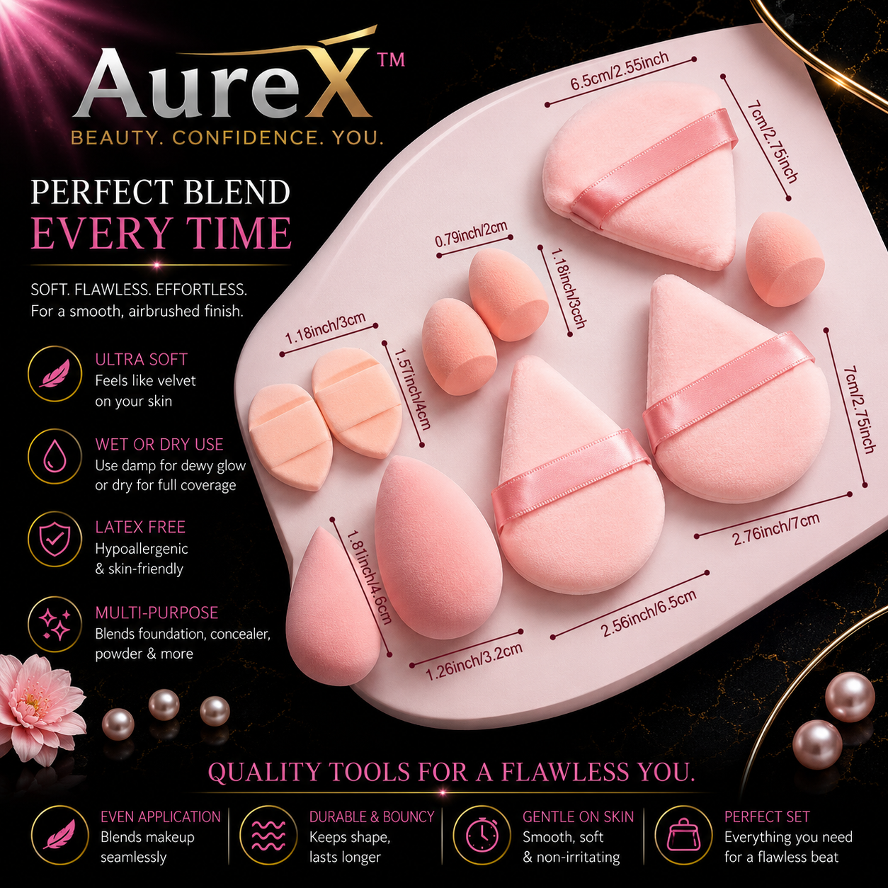 AureX™ 12-Piece Makeup Sponge Set