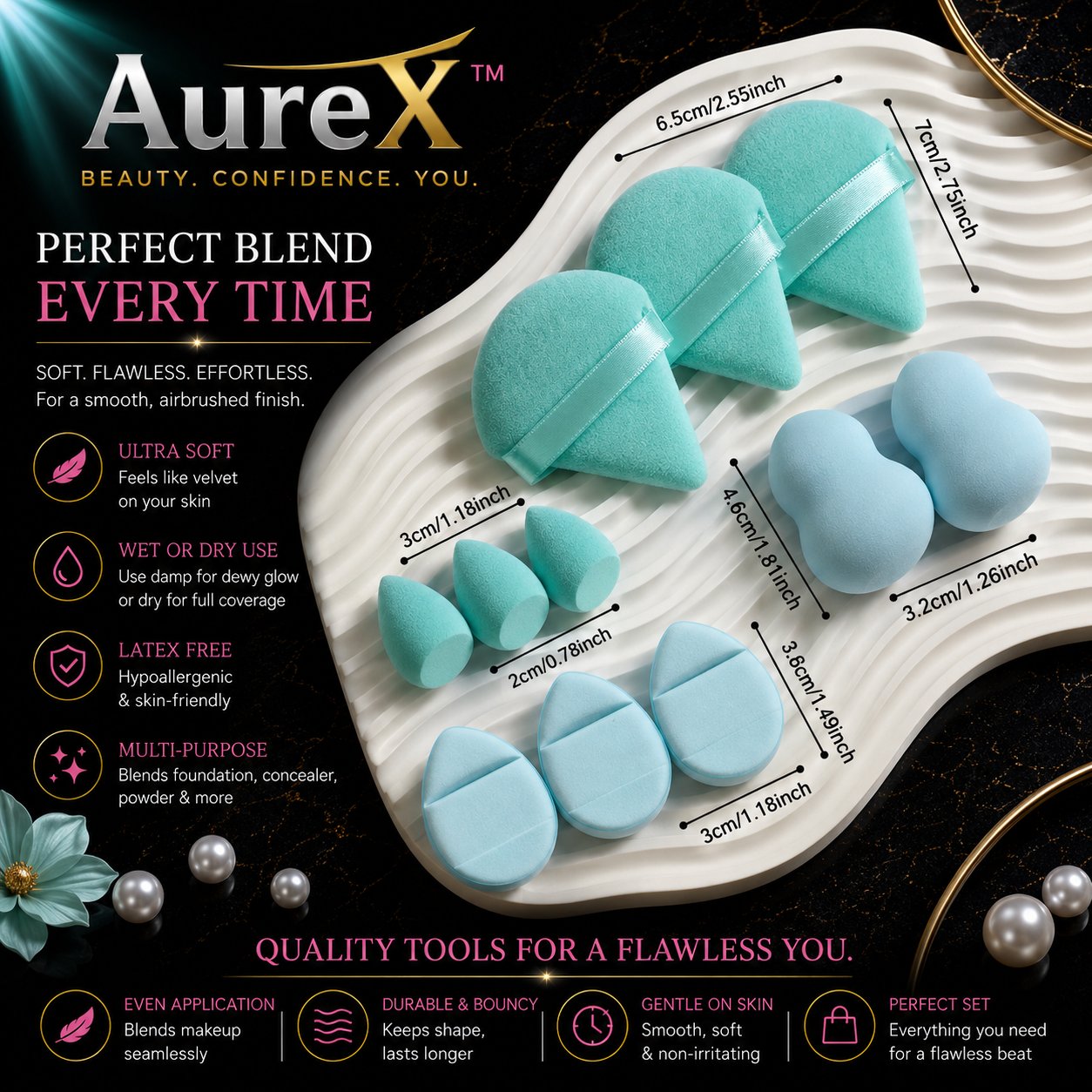 AureX™ 12-Piece Makeup Sponge Set