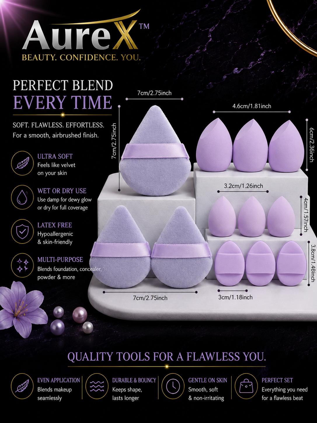 AureX™ 12-Piece Makeup Sponge Set