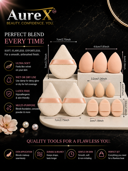 AureX™ 12-Piece Makeup Sponge Set