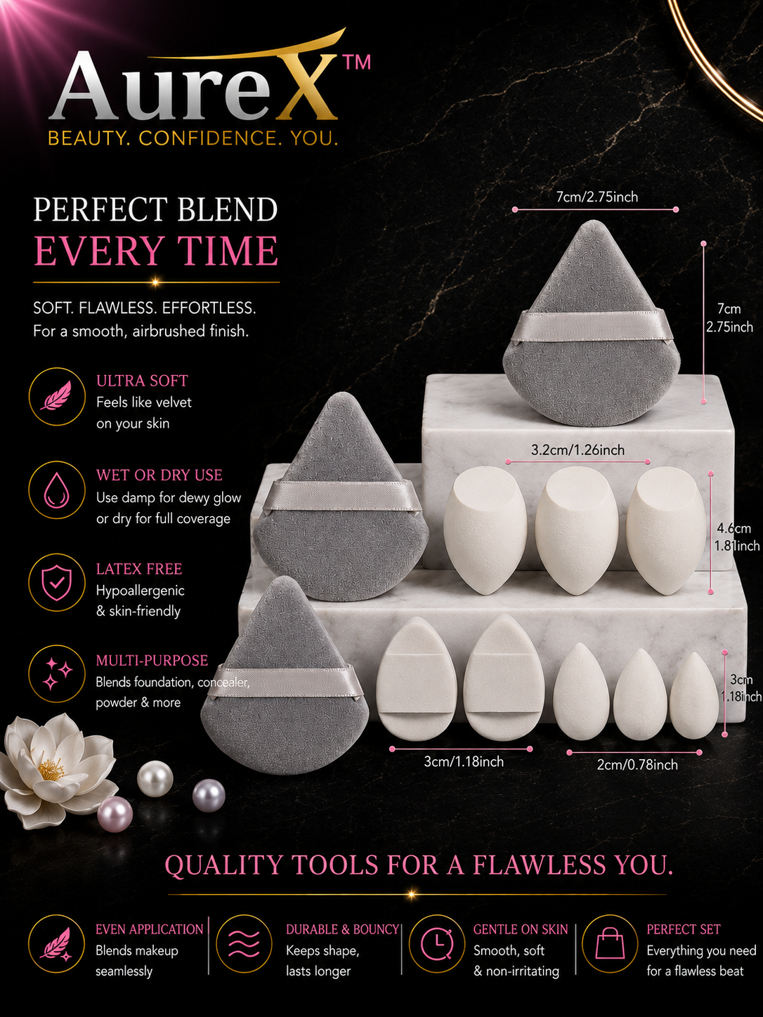 AureX™ 12-Piece Makeup Sponge Set
