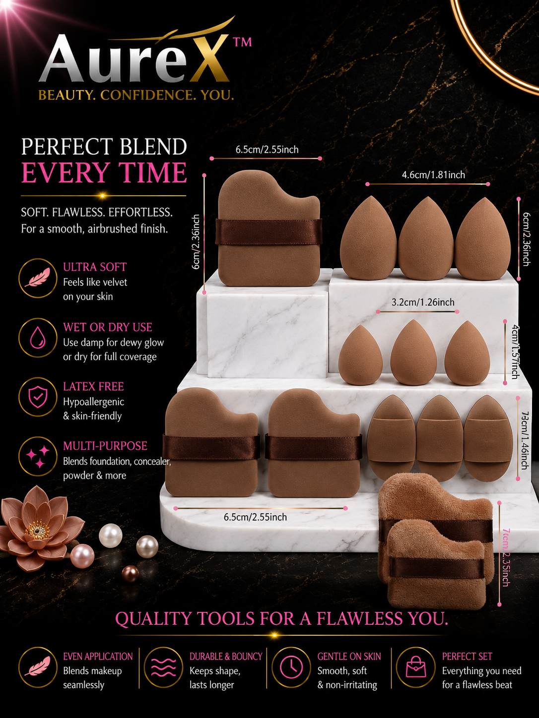 AureX™ 12-Piece Makeup Sponge Set