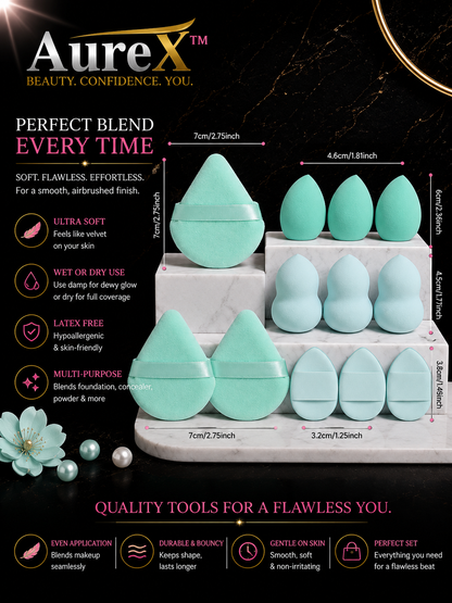 AureX™ 12-Piece Makeup Sponge Set