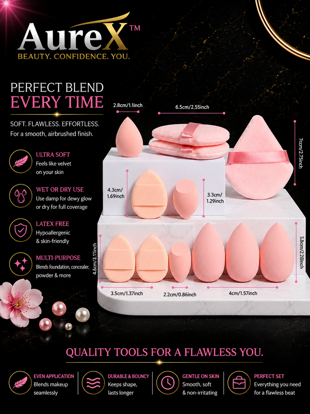 AureX™ 12-Piece Makeup Sponge Set