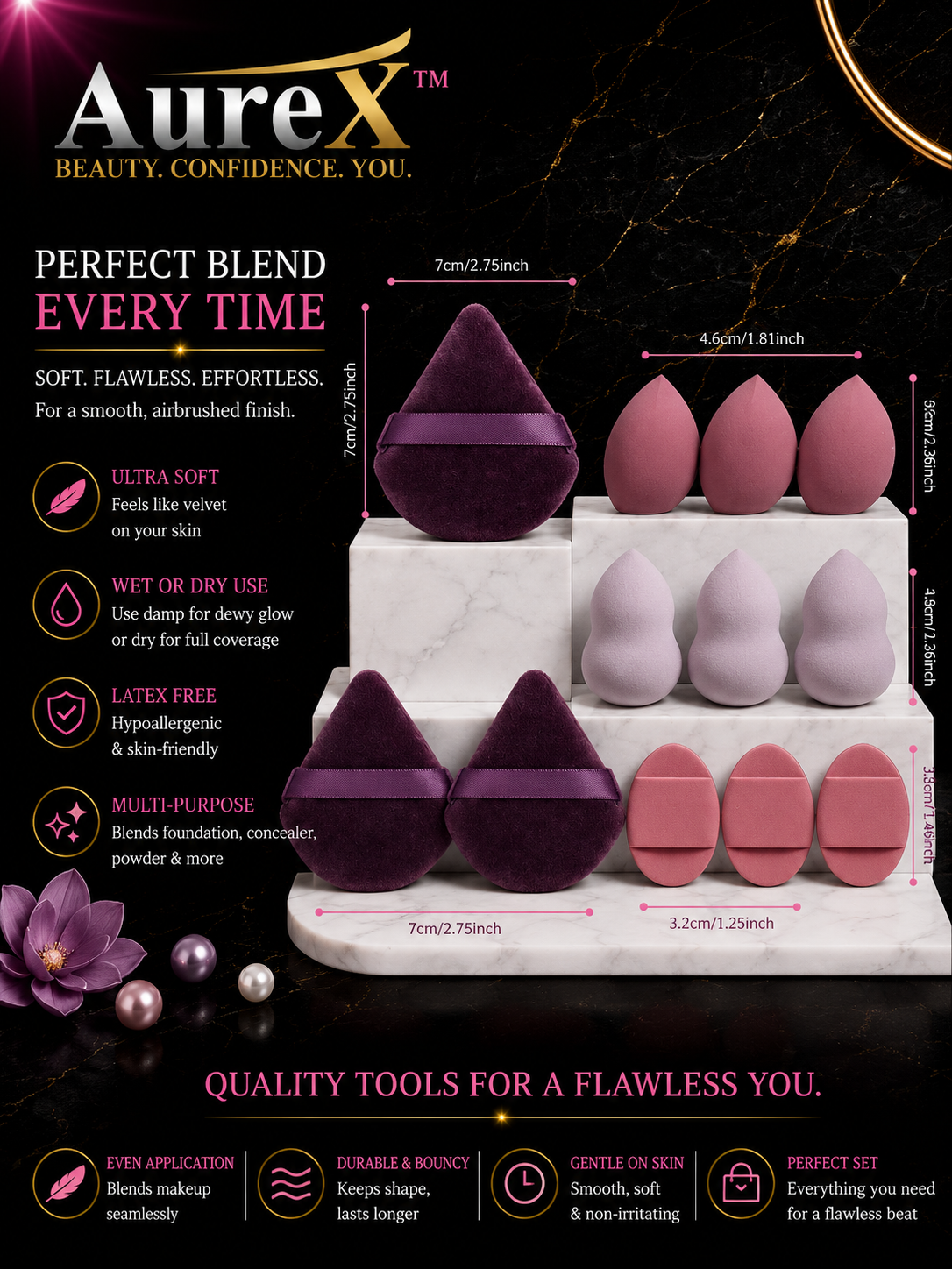 AureX™ 12-Piece Makeup Sponge Set