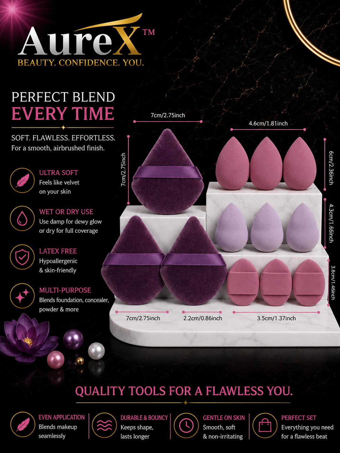 AureX™ 12-Piece Makeup Sponge Set