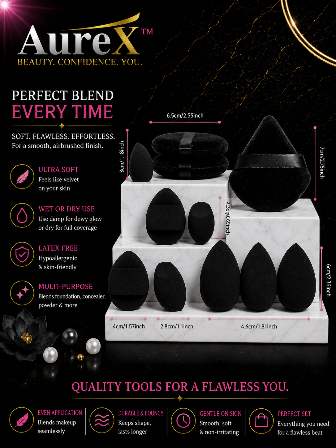 AureX™ 12-Piece Makeup Sponge Set