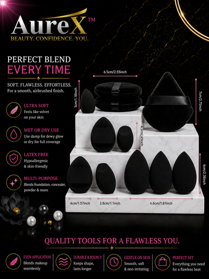 AureX™ 12-Piece Makeup Sponge Set