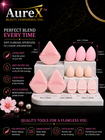 AureX™ 12-Piece Makeup Sponge Set