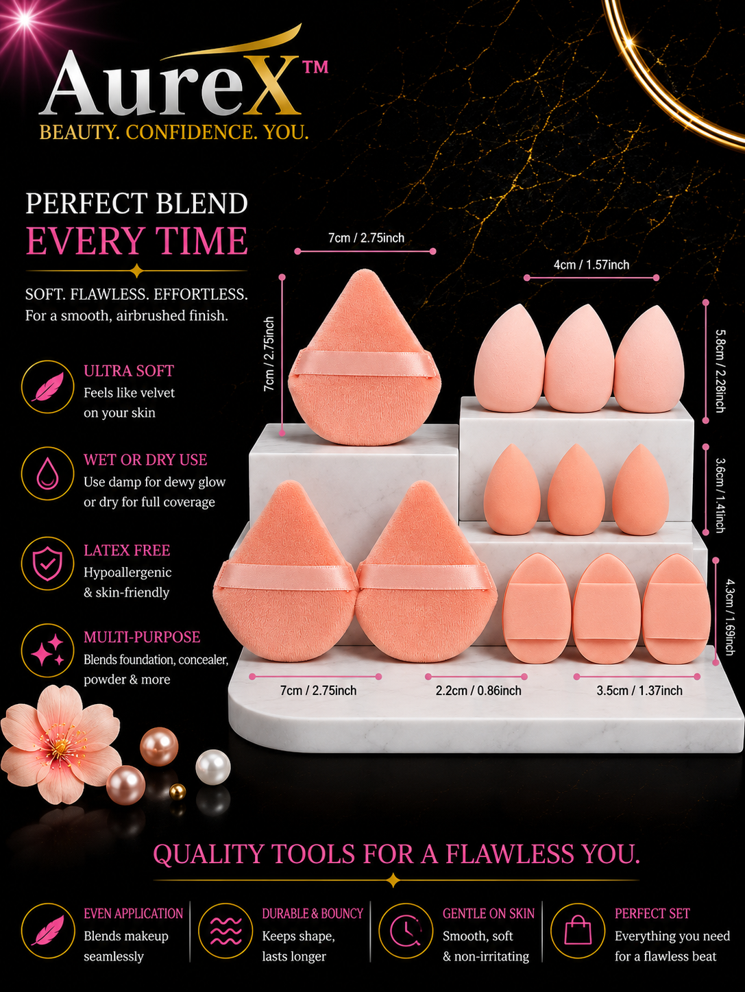 AureX™ 12-Piece Makeup Sponge Set