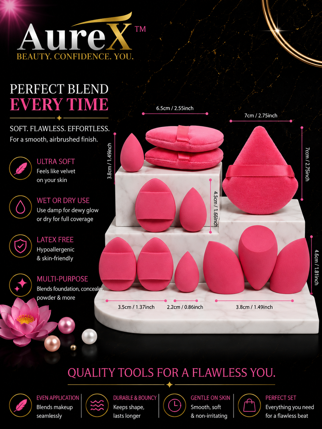 AureX™ 12-Piece Makeup Sponge Set