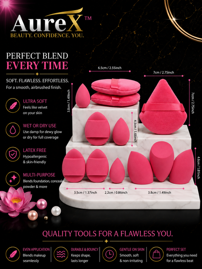 AureX™ 12-Piece Makeup Sponge Set