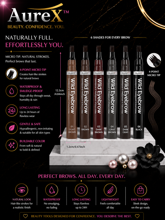 AureX™ 4-Tip Eyebrow Pen – 6 Colors