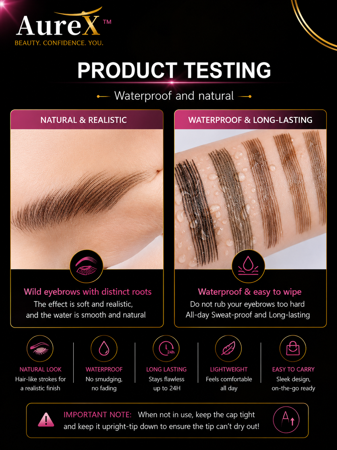 AureX™ 4-Tip Eyebrow Pen – 6 Colors