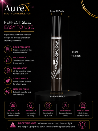 AureX™ 4-Tip Eyebrow Pen – 6 Colors