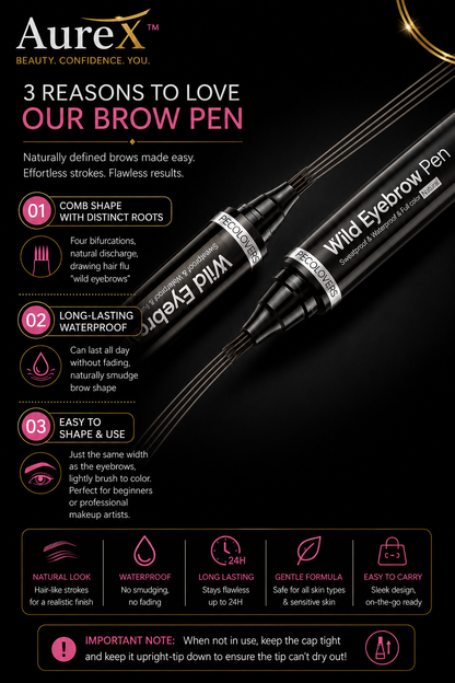 AureX™ 4-Tip Eyebrow Pen – 6 Colors