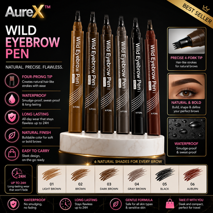 AureX™ 4-Tip Eyebrow Pen – 6 Colors