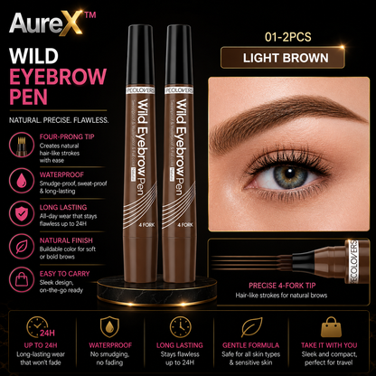 AureX™ 4-Tip Eyebrow Pen – 6 Colors