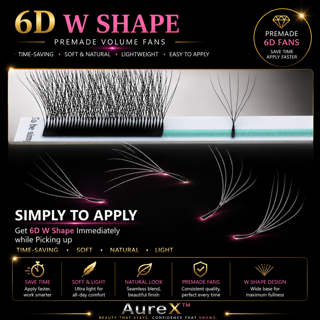 AureX™ Bloom 3D–6D Premade Lash Fans