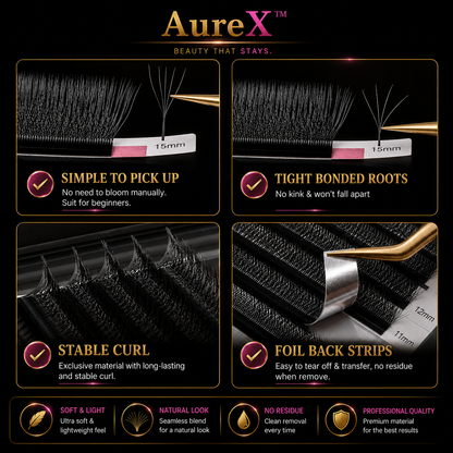 AureX™ Bloom 3D–6D Premade Lash Fans