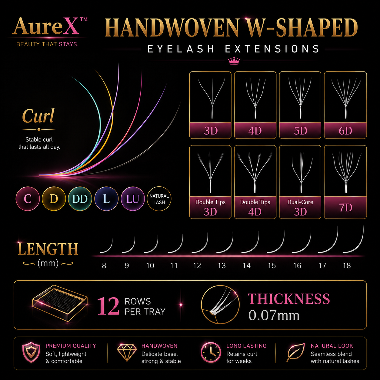 AureX™ Bloom 3D–6D Premade Lash Fans