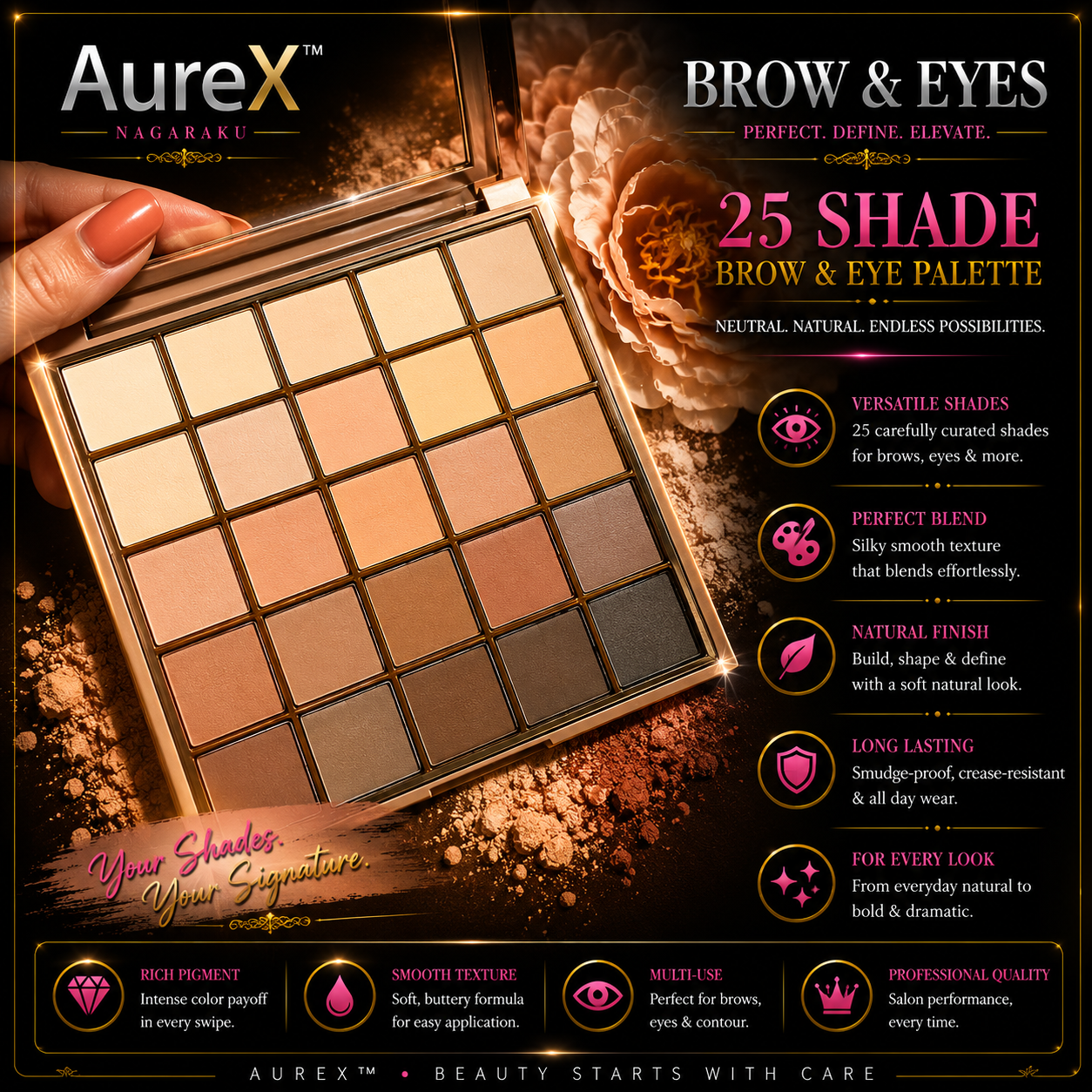 AureX™ Luxe 25-Color Eyeshadow Palette