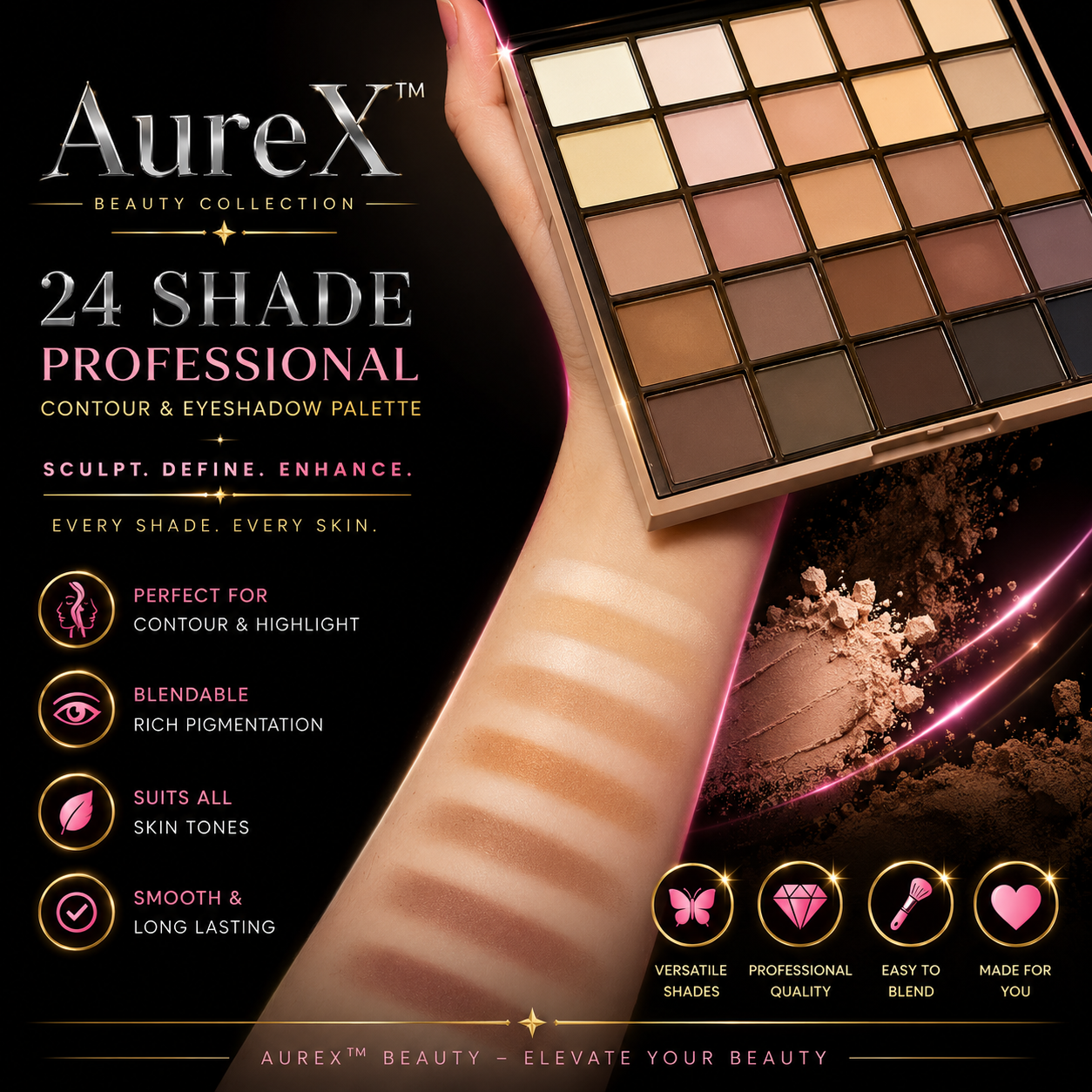 AureX™ Luxe 25-Color Eyeshadow Palette
