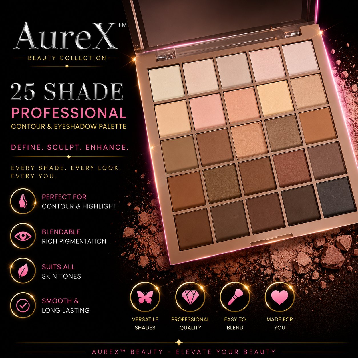 AureX™ Luxe 25-Color Eyeshadow Palette