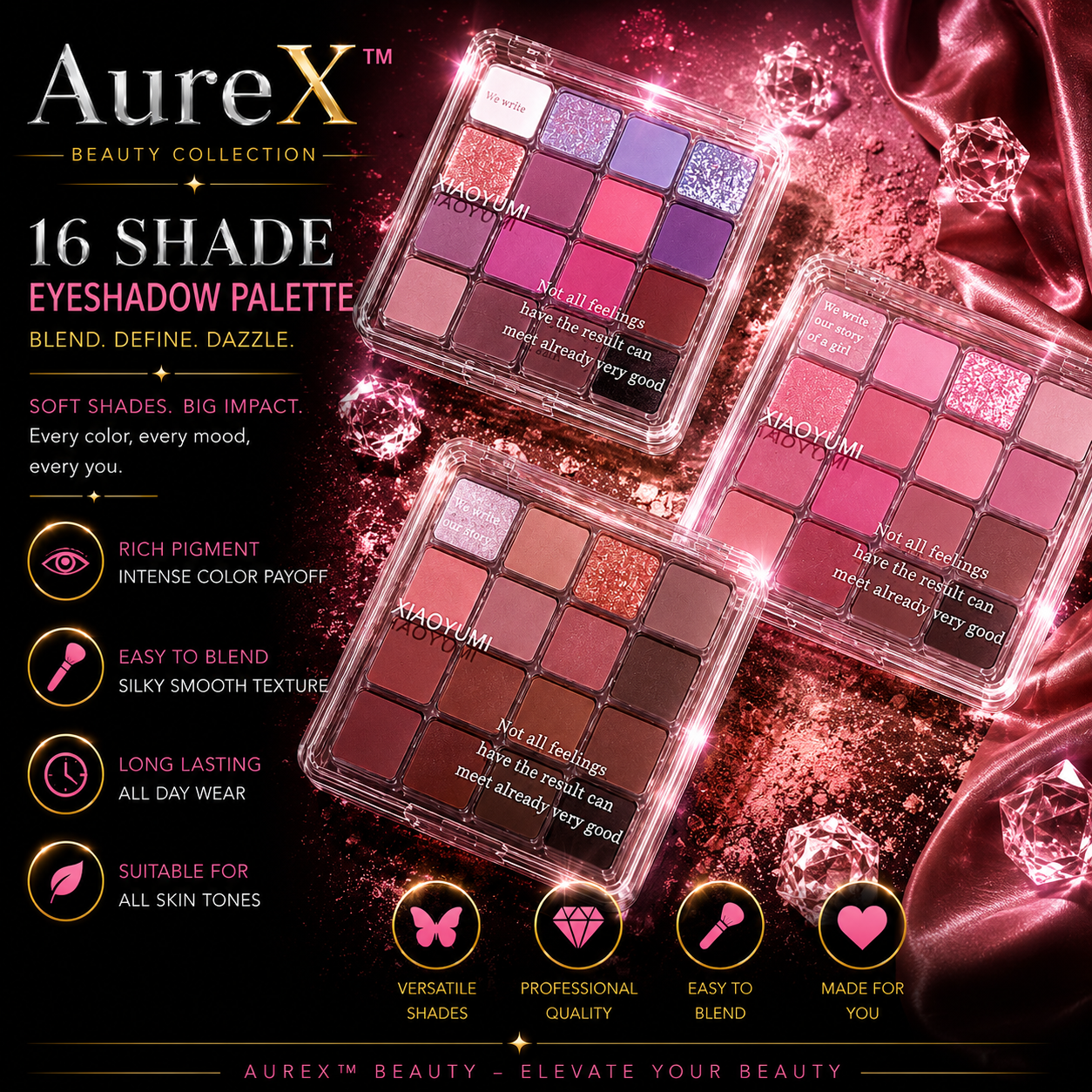 AureX™ Sunset Magic 16-Color Eyeshadow Palette