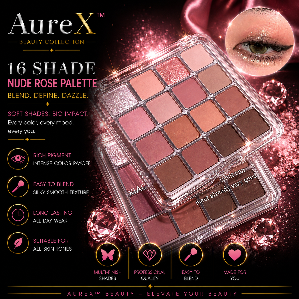 AureX™ Sunset Magic 16-Color Eyeshadow Palette