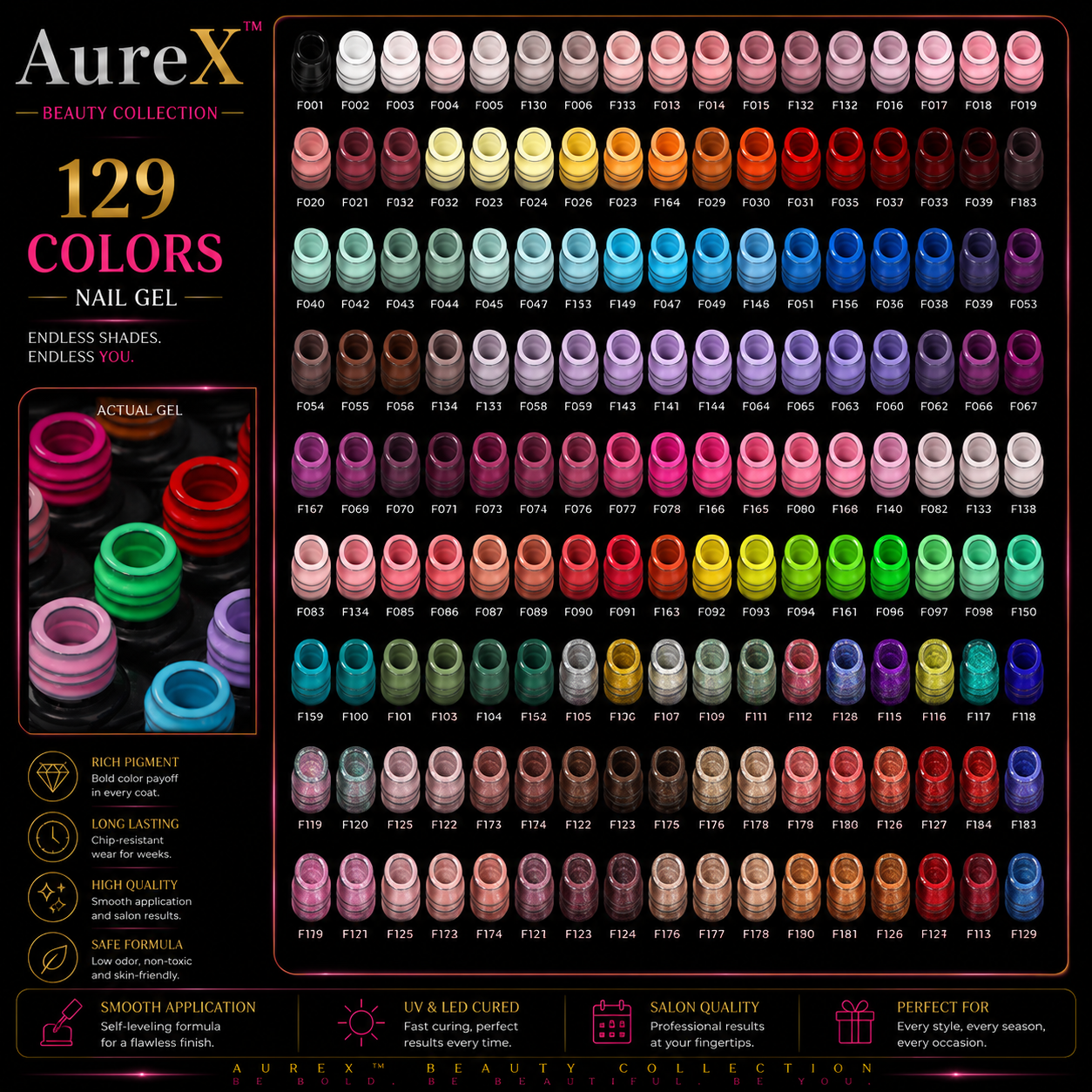 AureX™ 129-Color Gel Nail Set