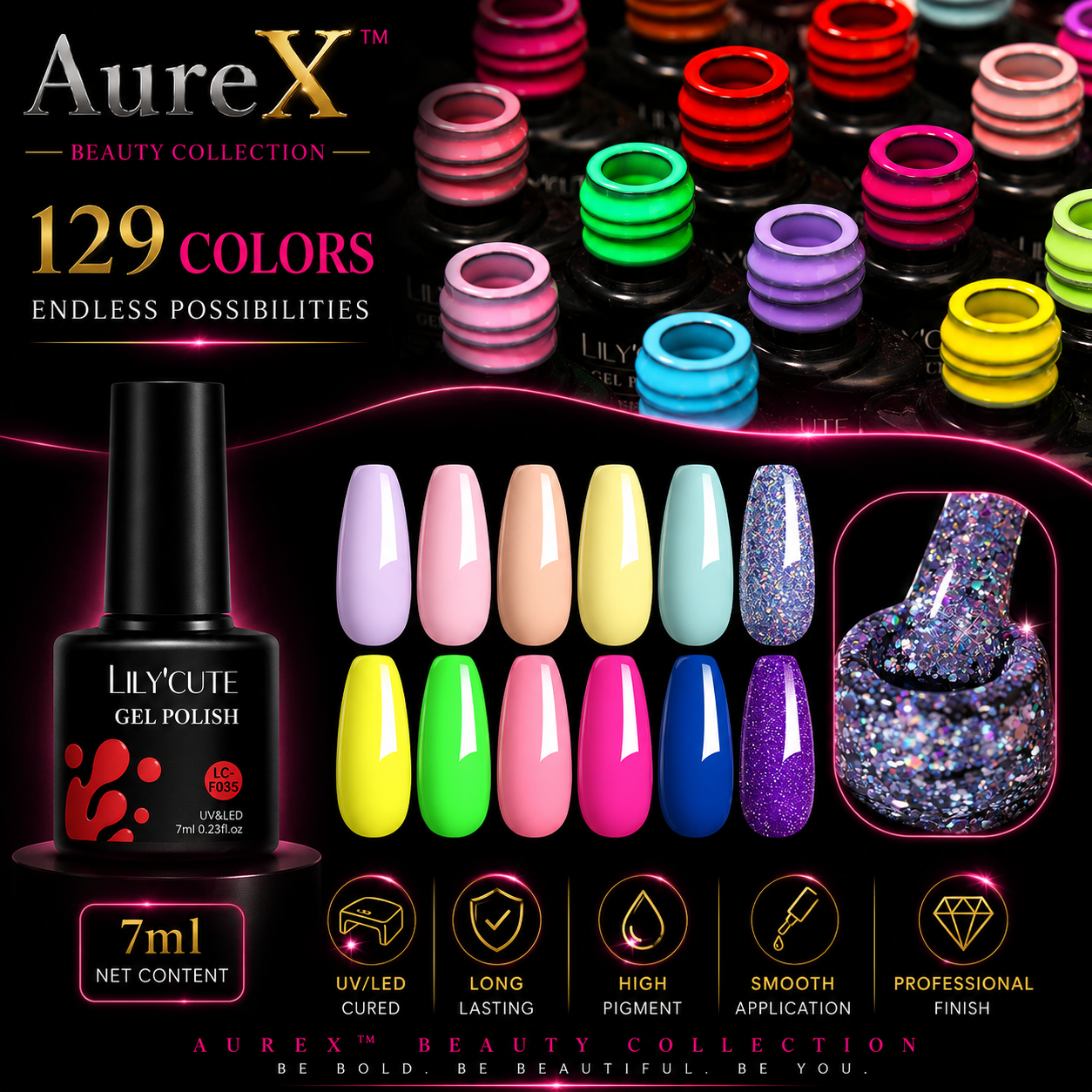 AureX™ 129-Color Gel Nail Set