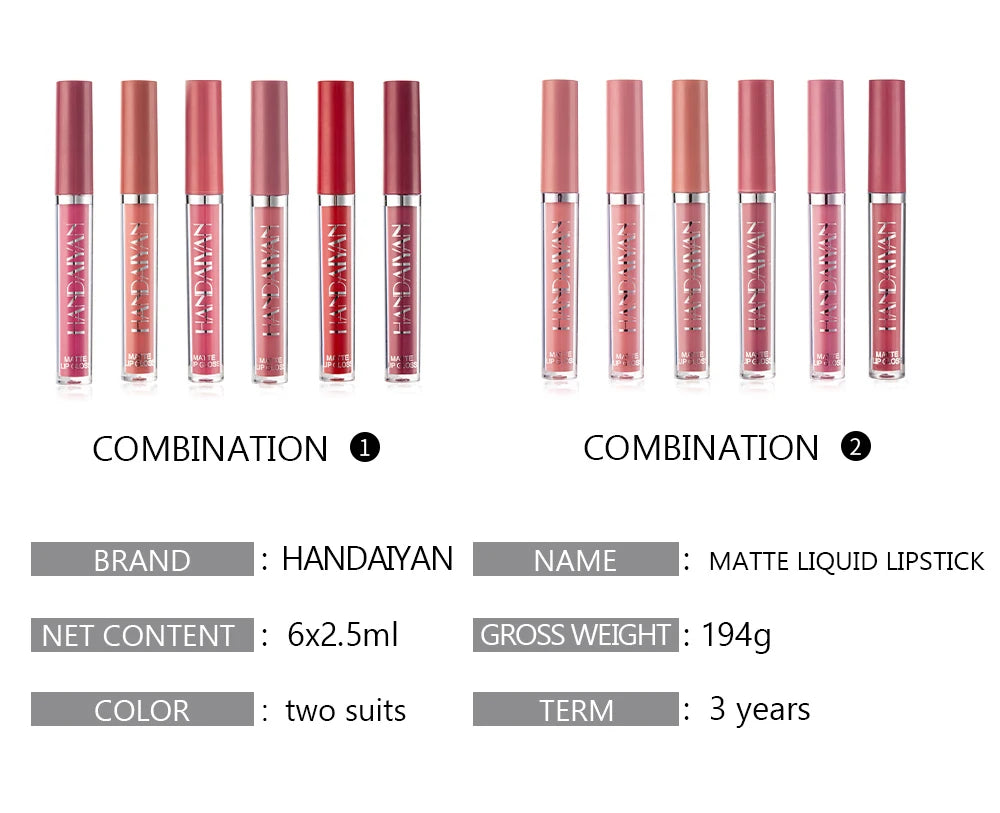 AureX™ Luxe Lip Set – 6 Matte Liquid Lipsticks