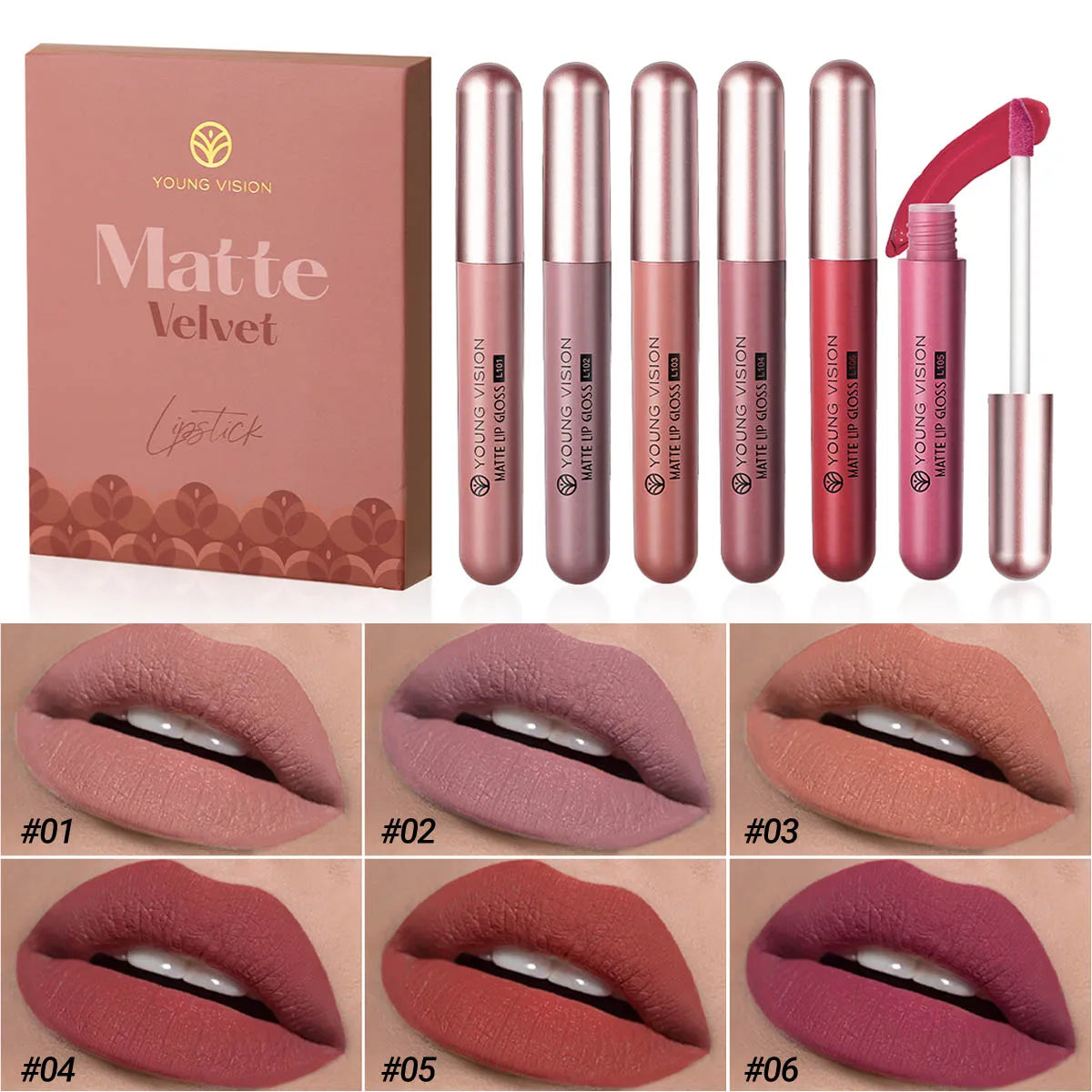 AureX™ Luxe Lip Set – 6 Matte Liquid Lipsticks